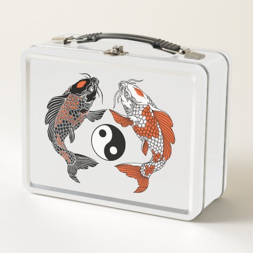 Life is about balance Two koi and yin yang symbol Metal Lunch Box