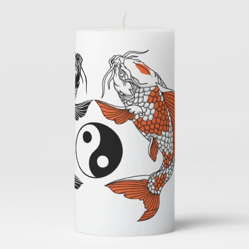 Life is about balance Two koi and yin yang symbol Pillar Candle