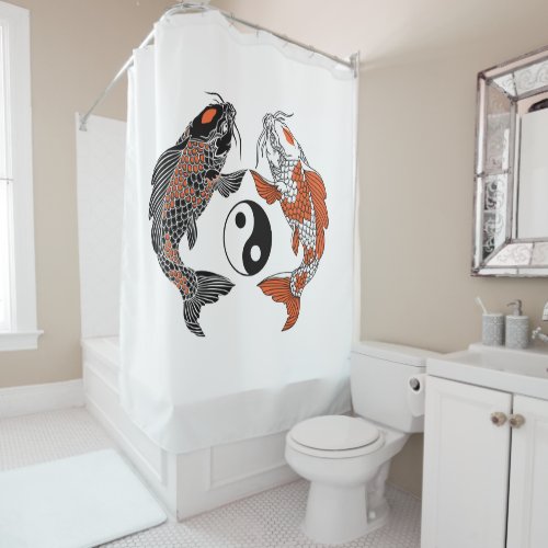 Life is about balance Two koi and yin yang symbol Shower Curtain