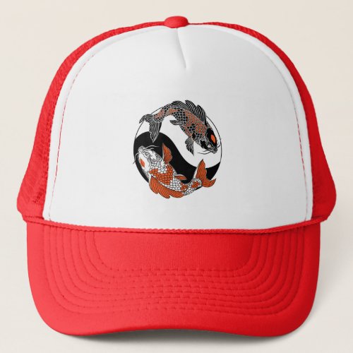 Life is about balance Two koi and yin yang symbol Trucker Hat