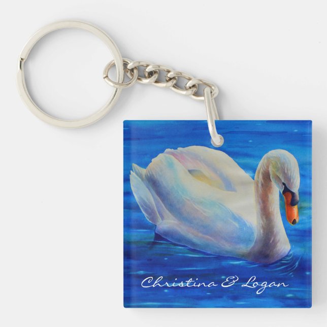 Life is about the Journey - Monogram -swan Keychain (Front)