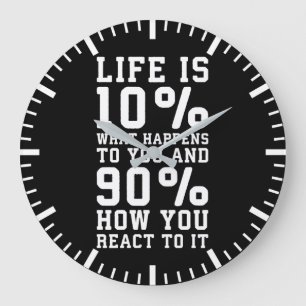 Life Is About What Happens To You vs How You React Large Clock