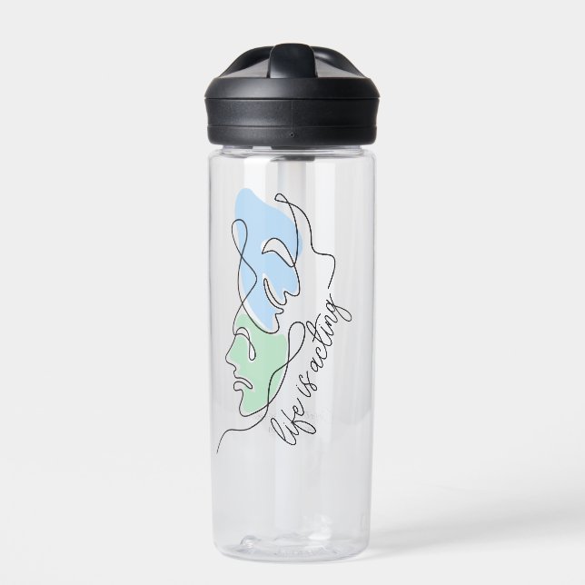 Life is Acting Musical Theater Drama Masks Drawing Water Bottle (Front)