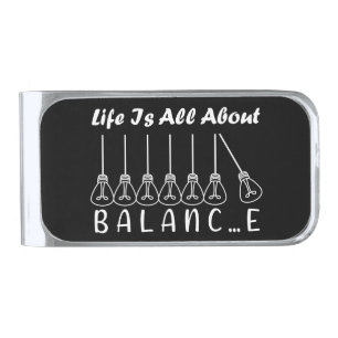 Life is all about balance motivational inspiration silver finish money clip