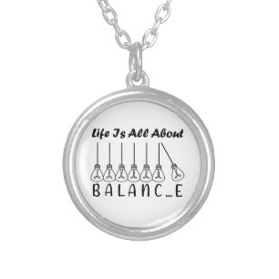 Life is all about balance motivational inspiration silver plated necklace