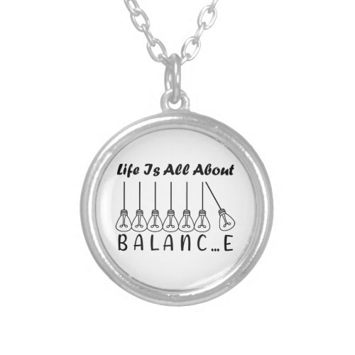 Life is all about balance motivational inspiration silver plated necklace