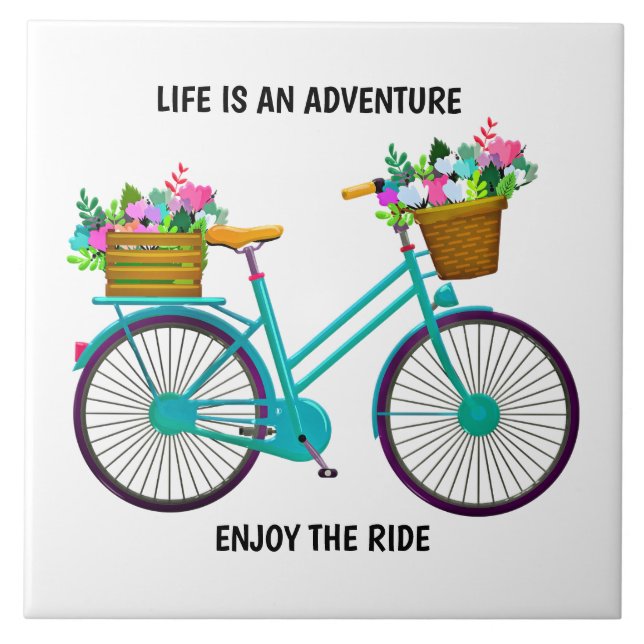 Life is an adventure ceramic tile (Front)