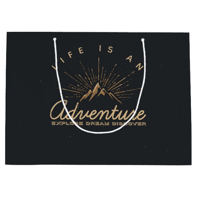 Life is an Adventure Explore Dream Discover Large Gift Bag (Front)