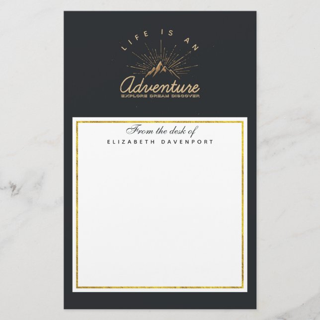 Life is an Adventure Explore Dream Discover Stationery (Front)