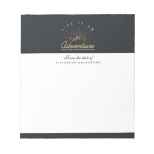 Life is an Adventure Mountain with Golden Sunrays Notepad