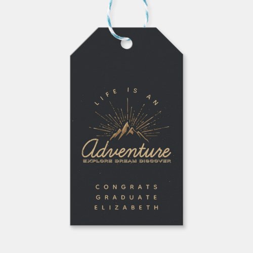 Life is an Adventure Mountain with Sunrays Gift Tags