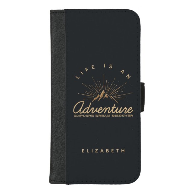 Life is an Adventure Mountain with Sunrays iPhone Wallet Case (Front)