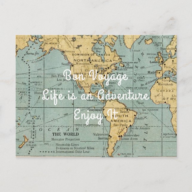 Life is an Adventure Vintage Map | Post Card (Front)
