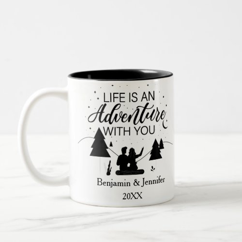 Life is an adventure with you custom couple names Two_Tone coffee mug