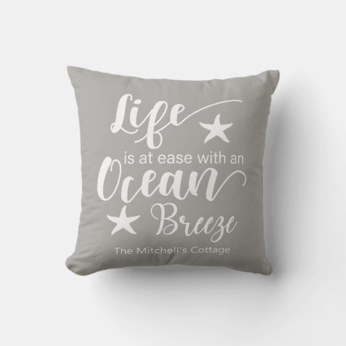Life Is At Ease With An Ocean Breeze_ Nautical Thr Throw Pillow