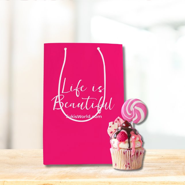 Life is Beautiful Blog Brand Website Pink Medium Gift Bag (Creator Uploaded)