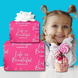 Life is Beautiful Blog Brand Website Pink Wrapping Paper