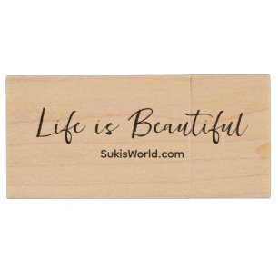Life Is Beautiful Business Name Blog Brand Wood Flash Drive