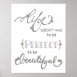 life is beautiful- colored- hand drawn typography poster