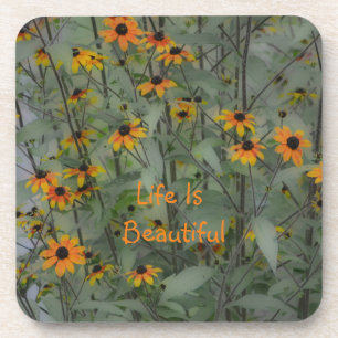 Life Is Beautiful Floral Beverage Coaster