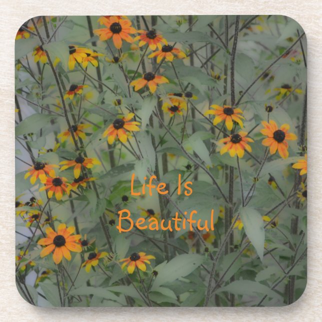 Life Is Beautiful Floral Beverage Coaster (Front)
