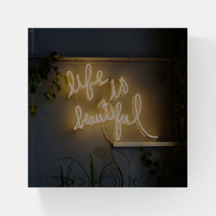 Life is Beautiful Neon Lights Paperweight