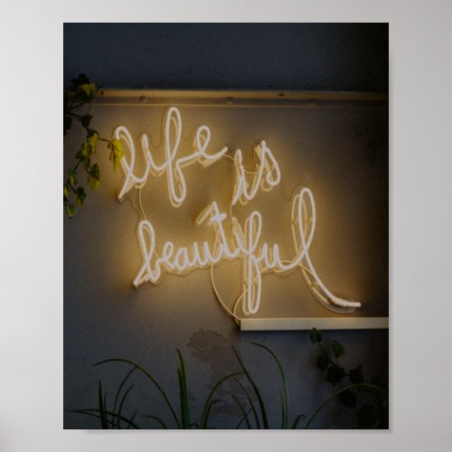 Life is Beautiful Neon Lights Poster