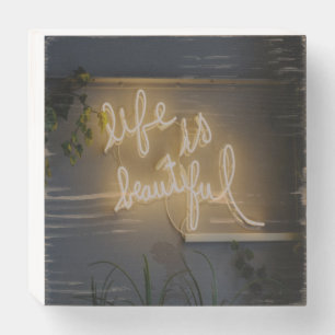 Life is Beautiful Neon Lights Wooden Box Sign