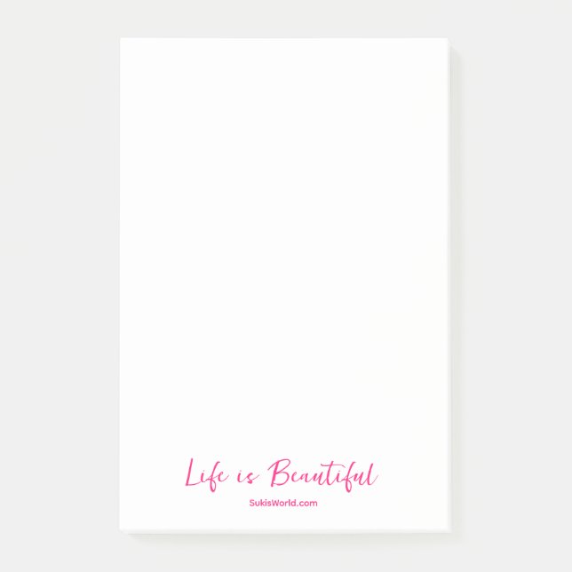Life is Beautiful Pink Blog Brand Website Post-it Notes (Front)