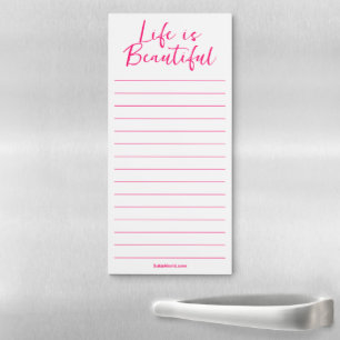 Life Is Beautiful Pink Business Blog Brand Magnetic Notepad