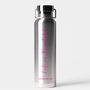 Life is Beautiful Pink Business Blog Brand Water Bottle
