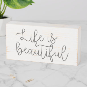 Life is beautiful poster print wooden box sign