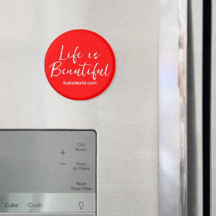 Life is Beautiful Red Brand Blog Website Magnet