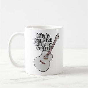 Life is beautiful with my guitar. vintage colorful coffee mug