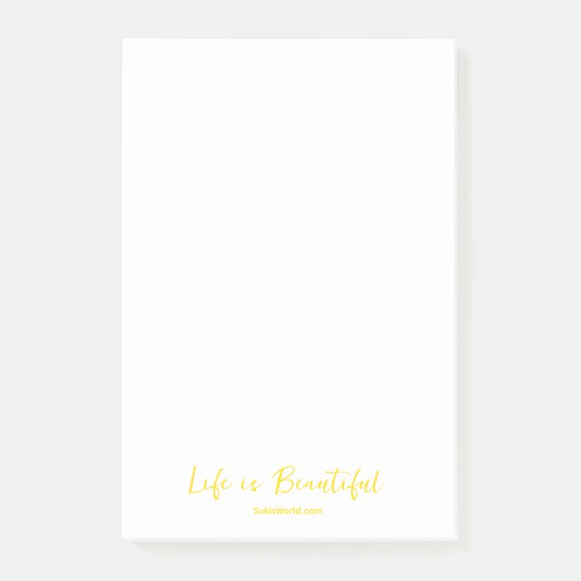 Life is Beautiful Yellow Blog Brand Website Post-it Notes (Front)