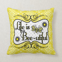 Life is Bee-utiful Personalized Pillow (Yellow)