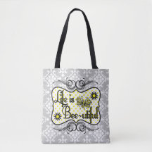 Life is Bee-utiful Tote Bag (Gray)