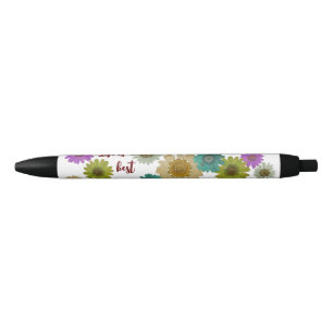 'Life is best school' with botanical floral art Pen