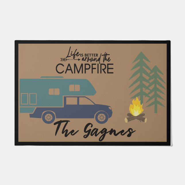 Life Is Better Around The Campfire Mat, Customized Doormat (Front)