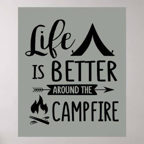 Life is better around the campfire word art poster