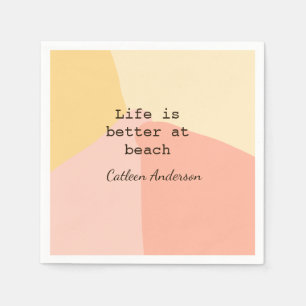 Life is better at beach yellow orange boho rustic  napkins