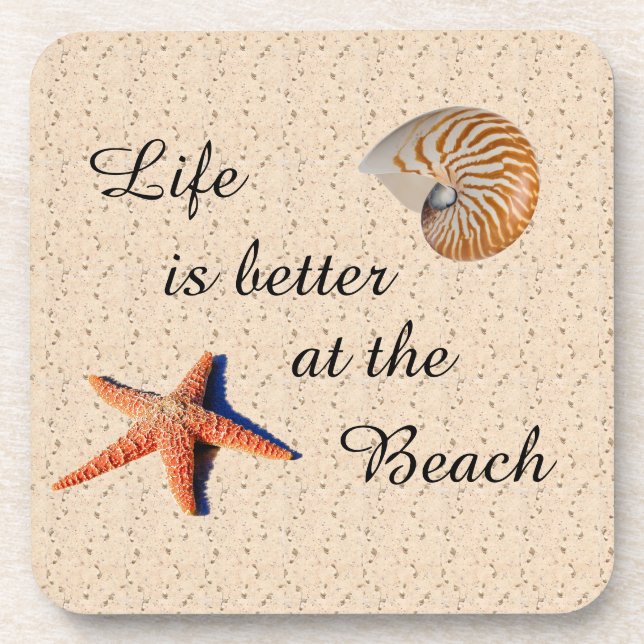 Life is better at the beach beverage coaster (Front)