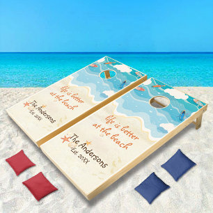 Life Is Better At The Beach Custome Family Name Cornhole Set