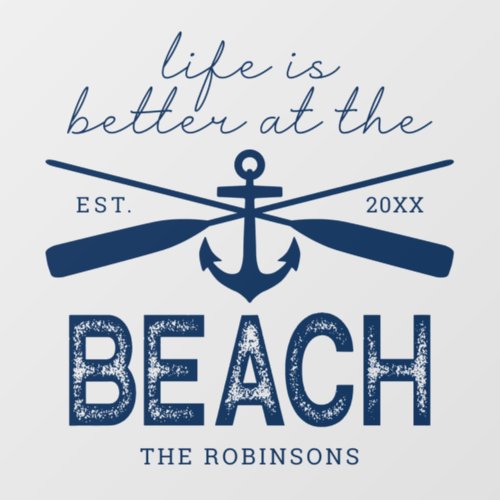 Life is Better at the Beach Family Name Wall Decal