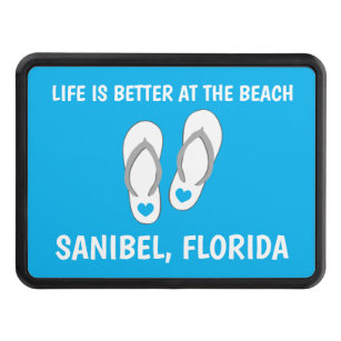 Life is better at the beach funny custom trailer hitch cover