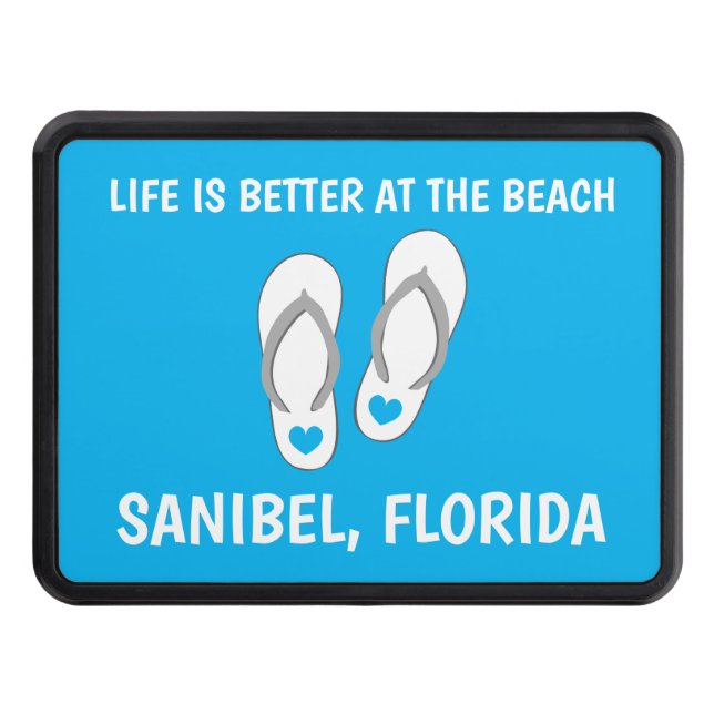 Life is better at the beach funny custom trailer hitch cover (Front)