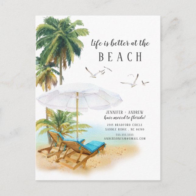 Life Is Better At The Beach Moving Announcement (Front)