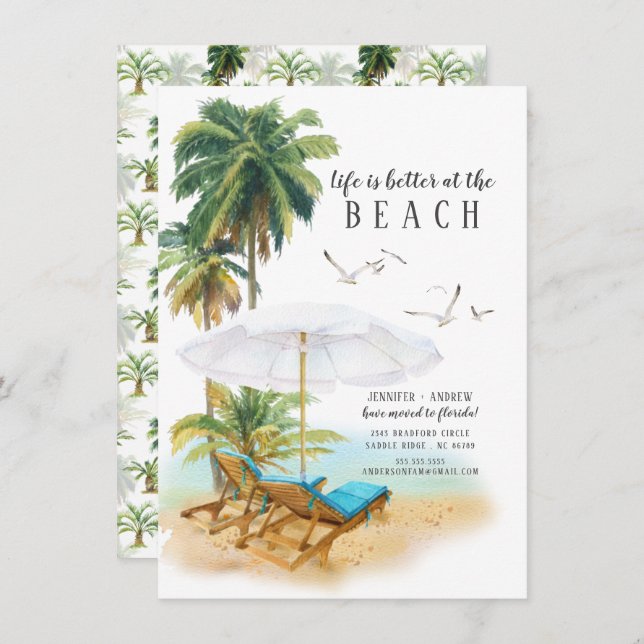 Life Is Better At The Beach Moving Announcement (Front/Back)