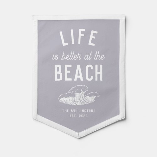 Life is better at the Beach Ocean Wave Purple Pennant