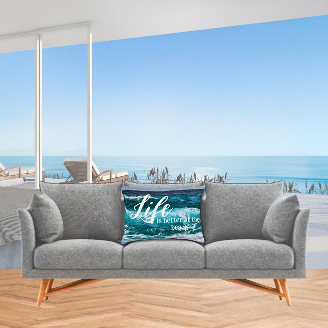 Life is better at the beach Ocean Waves Vacation Accent Pillow (Creator Uploaded)